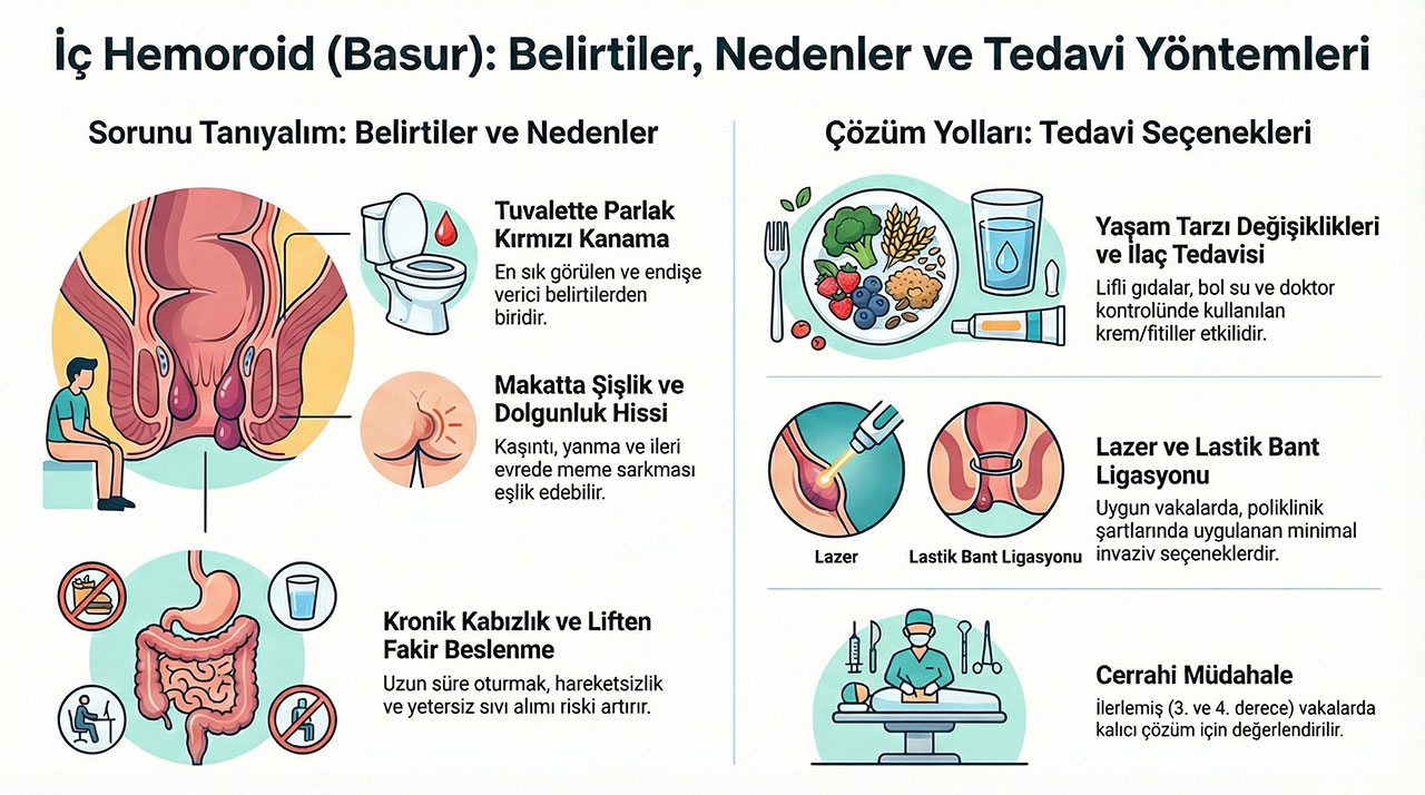 İç hemoroid tedavisi: Belirtiler, nedenler ve güncel yöntemler